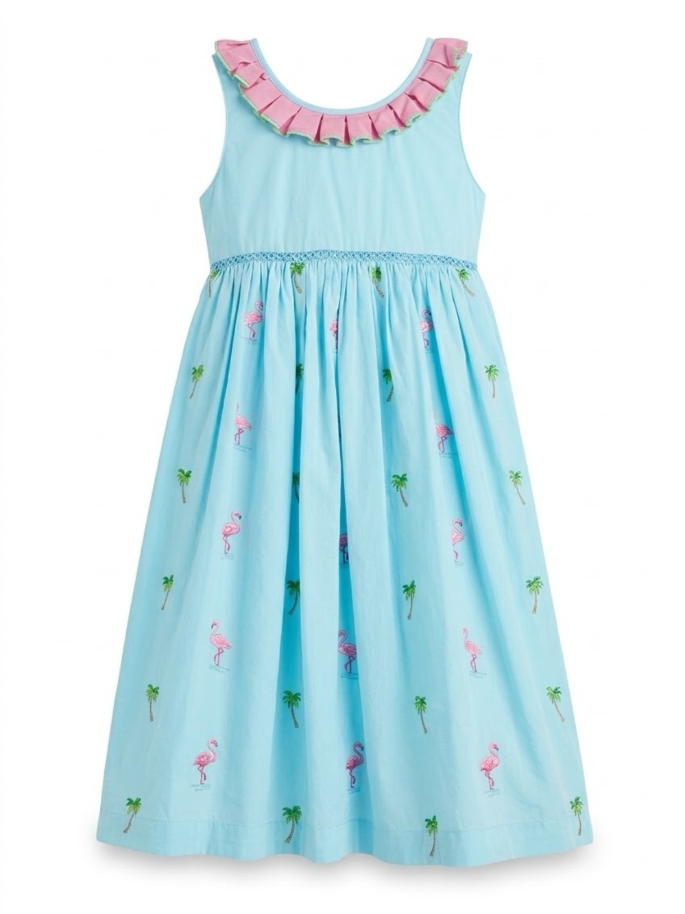 Cotton Kids Blue Flamingo Dress
